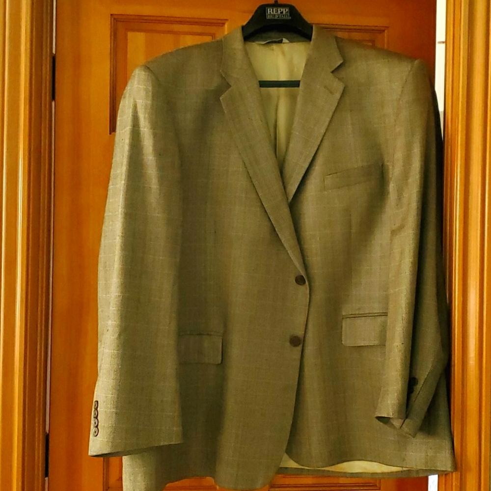 Pronto Uomo Brown Herringbone Silk Suitcoat Size 54R